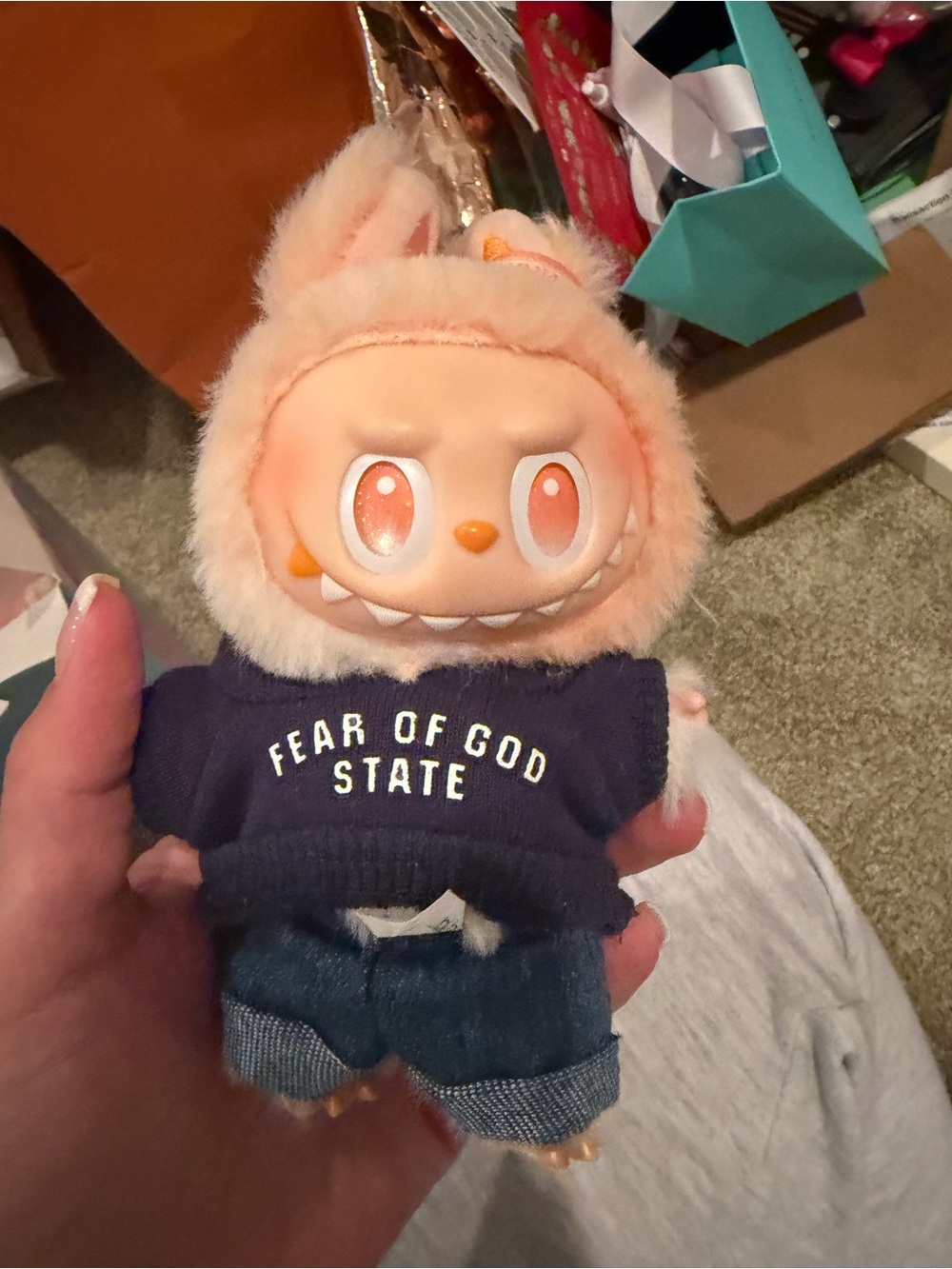 Fear of God Kids Plush Monster Doll - Peach & Navy